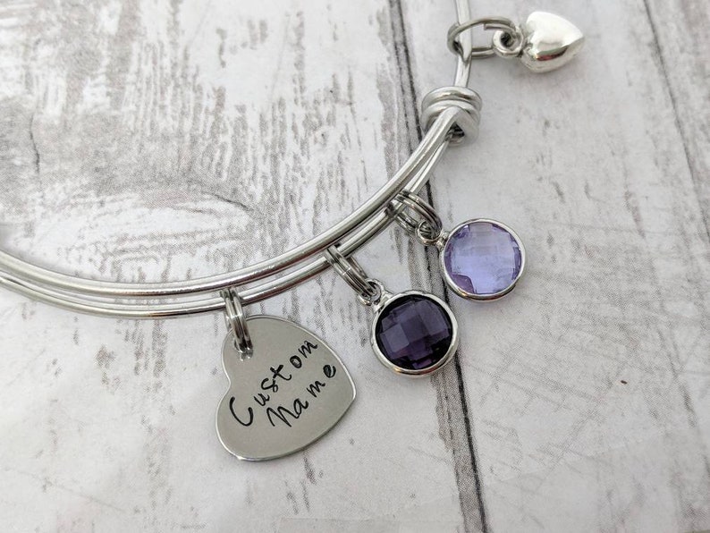 personalized grandmother jewelry MAXIMUM 7 LETTERS custom name bangle personalized birthstone bracelet customized gift