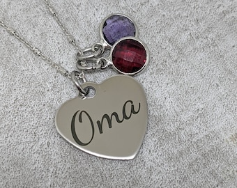 Oma necklace - Oma birthstone necklace - Oma jewelry - sterling silver necklace - gift for Oma - gift for grandma - mother's day gift