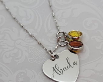 Abuela birthstone necklace - gift for Abuela - birthstone necklace for Abuela - mother's day jewelry - personalized Abuela jewelry -