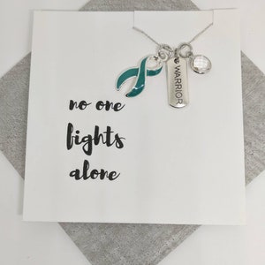 Teal ribbon necklace teal ribbon jewelry ovarian cancer awareness teal ribbon teal warriors teal awareness ribbon scleroderma image 3