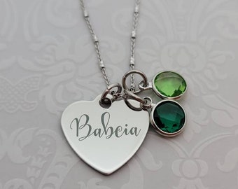 Babcia jewelry - Babcia birthstone necklace - Babcia gift - personalized Babcia gift - grandmother necklace