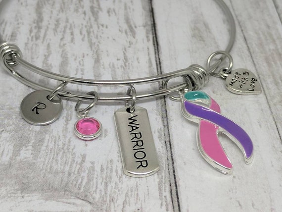 Pink Purple Teal (Thyroid Cancer) Ribbon Charm Bracelet - Fu** Cancer –  Rock Your Cause Jewelry