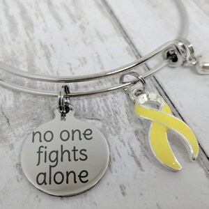 Yellow awareness ribbon bangle - yellow awareness ribbon charm bracelet  - childhood cancer awareness - gold awareness ribbon jewelry