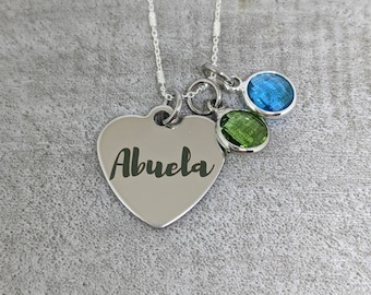 Abuela birthstone necklace - gift for Abuela - birthstone necklace for Abuela - mother's day jewelry - personalized Abuela jewelry -