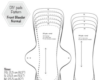 Front Bleeder Normal Flow Menstrual Cloth Pad PDF Sewing Pattern