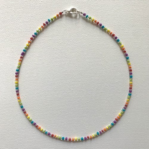 Rainbow Seed Bead Necklace Gay Pride LGBT Rainbow Jewelry - Etsy