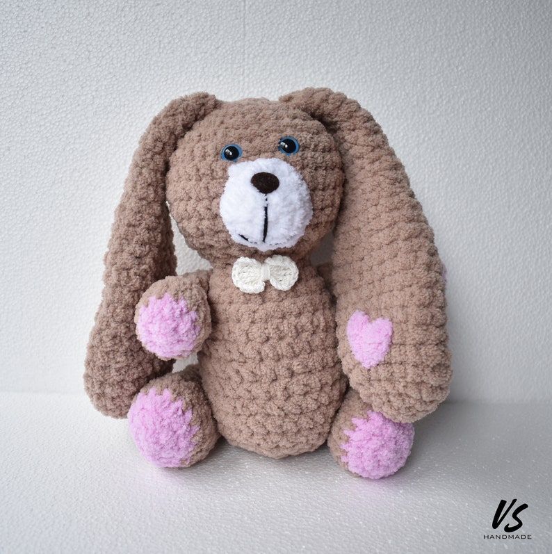Cute bunny baby soft toy Great baby shower gift birthday gift by VSHandmadeLV crochet amigurumi plush with floppy ears stuffed animal