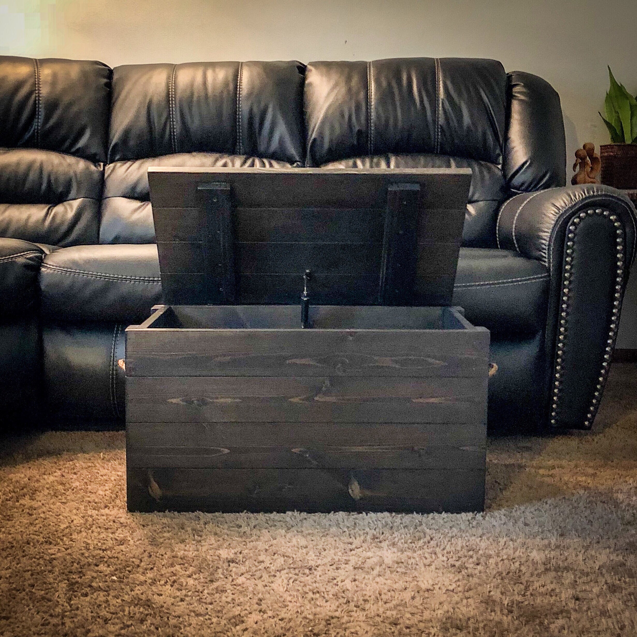 Rustic Wood Storage Trunk Blanket Chest Ebony Square Stock Etsy