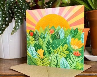 Botanical Sunrise Blank Greeting Card