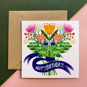 Birthday Flowers Blank Greeting Card image 1