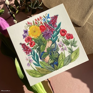 Amoureux des fleurs - Carte de voeux botanique