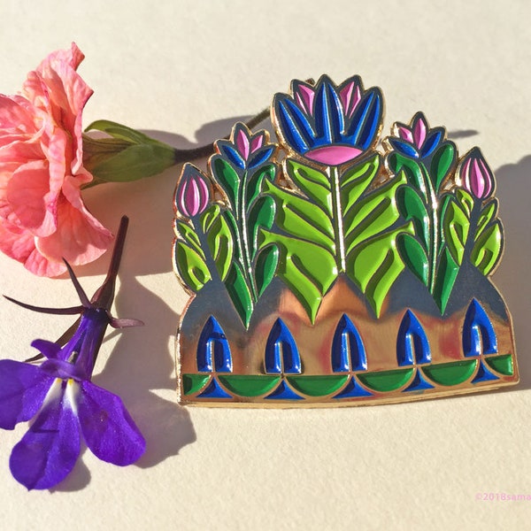 Flower Crown Enamel Pin | by Samantha Dolan | Soft Enamel Pins | Botanical Jewellery | Floral Badge | Nature Lapel Pin |