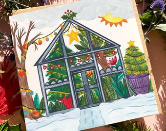 Christmas in the Greenhouse Greeting Card