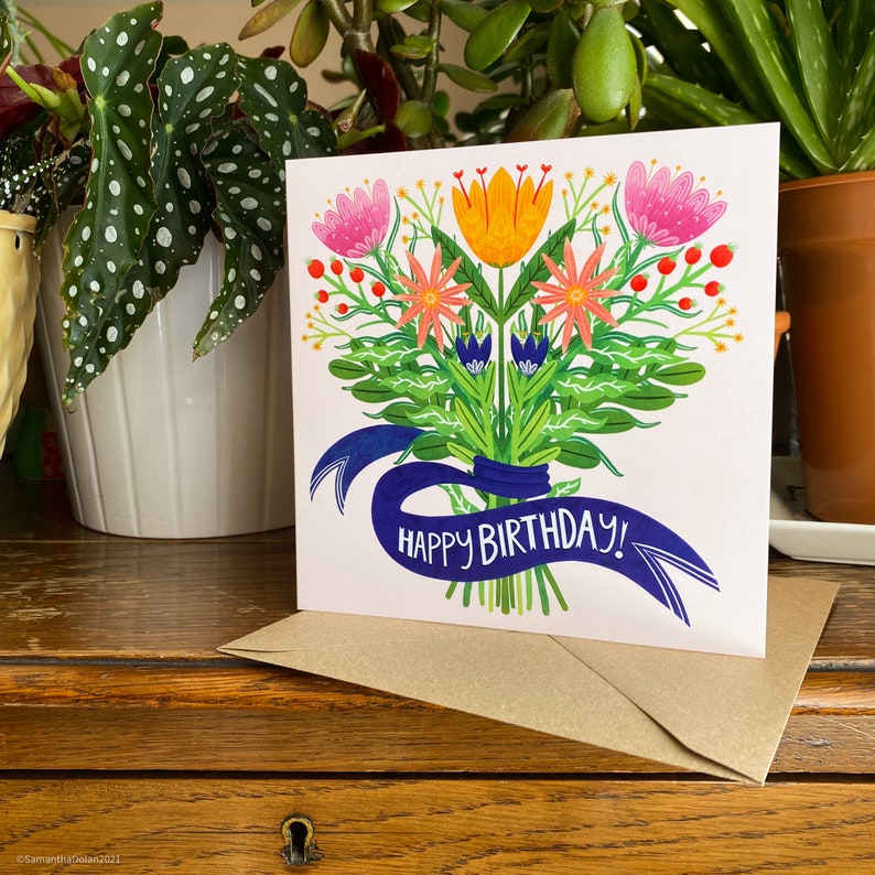 Birthday Flowers Blank Greeting Card image 2