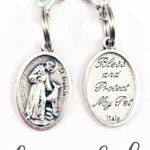 Pet Medal with Prayer Card Saint Francis of Assisi Blessing of the Pets Patron Saint Collar Tag Bless and Protect My Pet, Free Shipping
