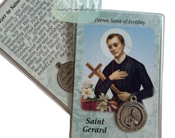 Saint Gerard, Patron Saint of Fertility, Prayer Card With Medal, Motherhood Gift, Gift for New Mom, Faith Gift for Women, Patron Saint Gifts