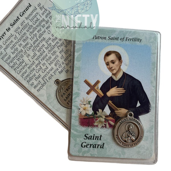 Saint Gerard, Patron Saint of Fertility, Prayer Card With Medal, Motherhood Gift, Gift for New Mom, Faith Gift for Women, Patron Saint Gifts