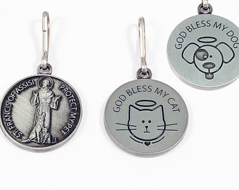 God Bless My Dog Saint Francis Pet Medal and Prayer Card, St Francis of Assisi, God Bless My Cat Pet Tag, Blessing of the Pets, Gift for Cat