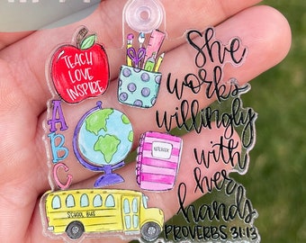 Teacher | Bus Driver | She Works Willingly With Her Hands Proverbs | School Principal Gift | Cute Keychain | End of School gift | Faith Gift