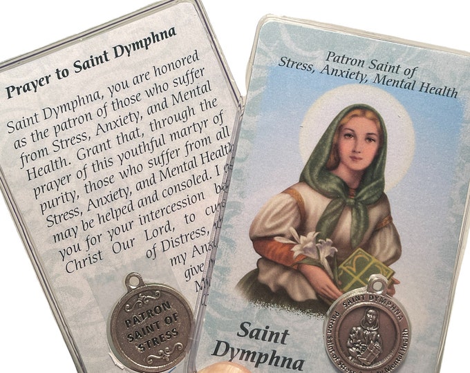 Saint Dymphna Prayer Card and Medal, Patron Saint of Stress Anxiety and ...