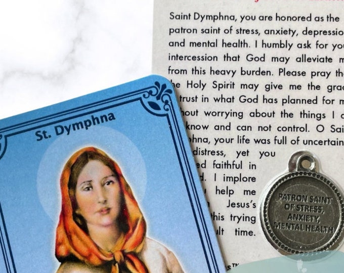 Saint Dymphna Prayer Card and Medal, Patron Saint of Mental Health ...