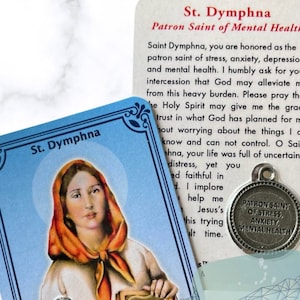 Saint Dymphna Prayer Card and Medal, Patron Saint of Mental Health, Catholic Supply, Faith Gift, Free Shipping, Saints Gifts for her