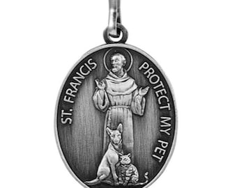 St. Francis and St. Anthony Pet Collar Tag and Prayer Card, Protect My Pet medal, Dog Collar Tag, Blessing Free Shipping, Cute Pet Tags