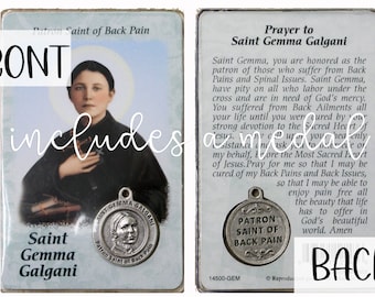 Faith Gift Saint Gemma Galgani, Patron Saint of Back Pain Spinal Issues Healing Saints Prayer Card Small Medal, Catholic Religious Supply