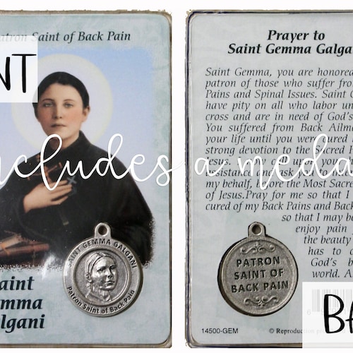 Saint Gemma Galgani Patron of Back Pain Laminated Holy Prayer Etsy