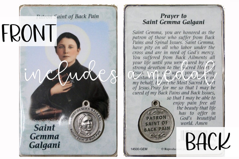 Faith Gift Saint Gemma Galgani Patron Saint of Back Pain Etsy