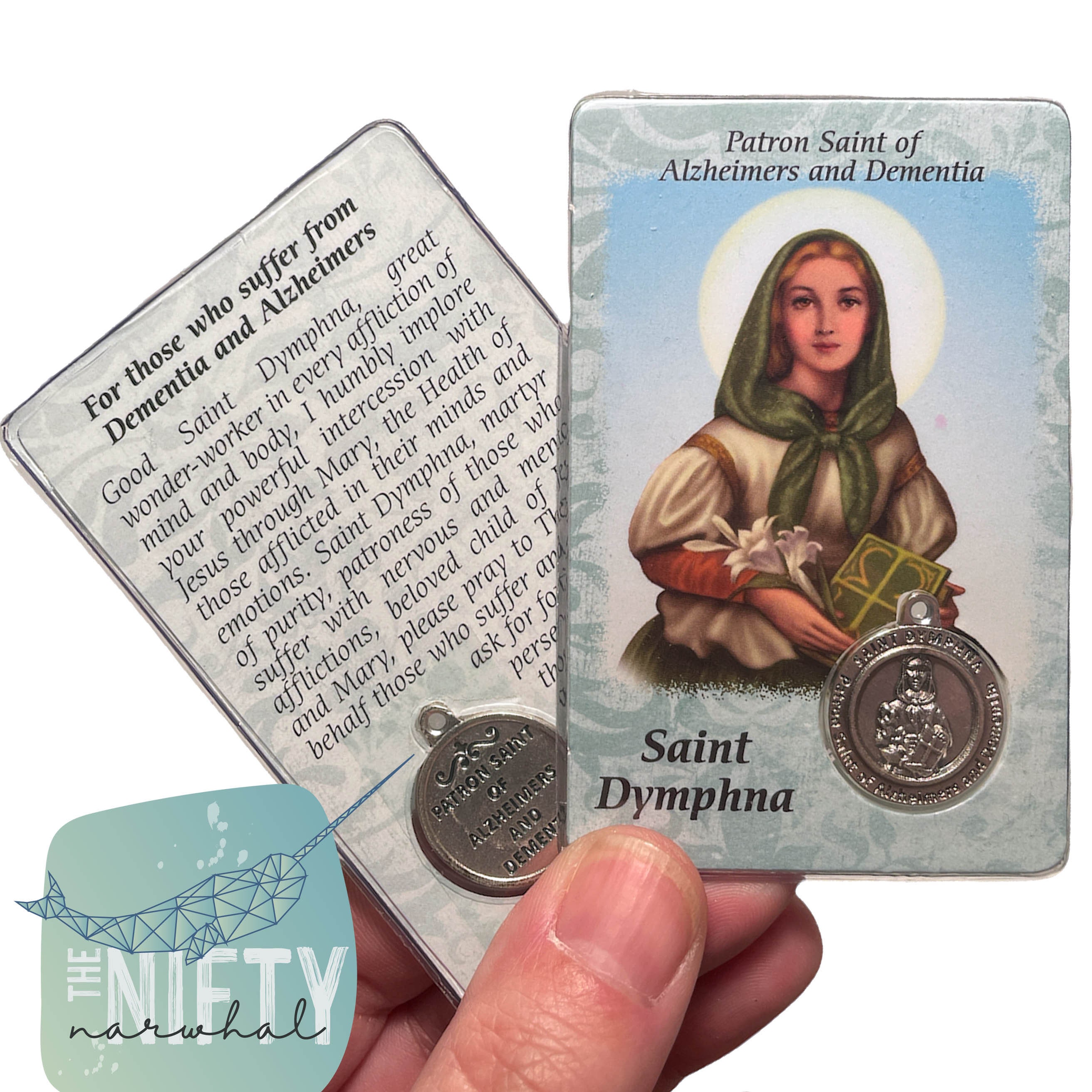 Saint Dymphna Prayer Card With Small Medal, Patron Saint of Alzheimers ...