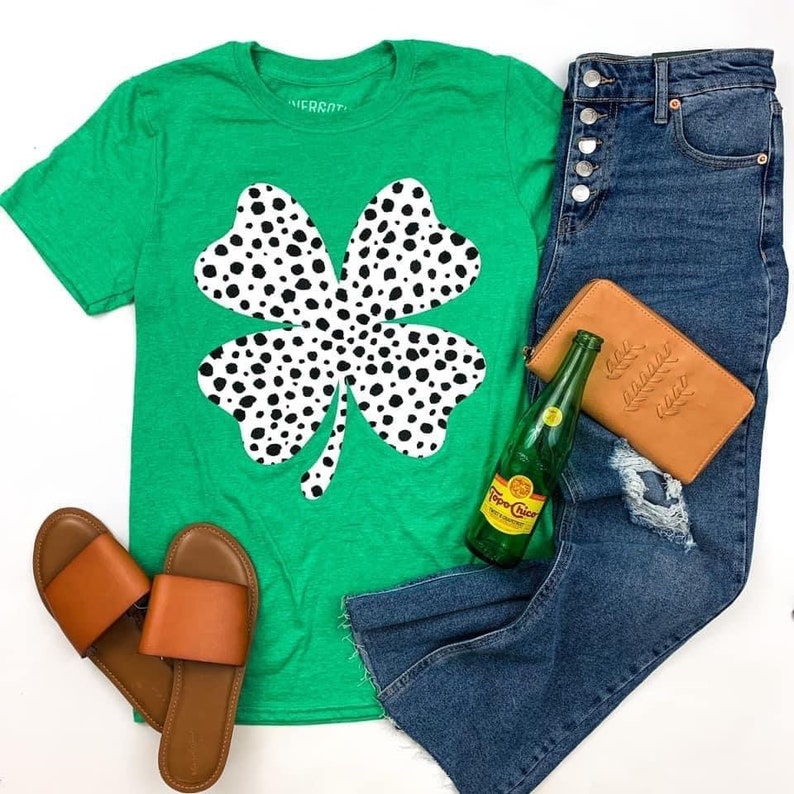 Lucky Clover St. Patrick's Day Shirt St Paddy Lucky Shirt Boutique Tees Regular and Plus Size Unisex Size Green Shirt image 1