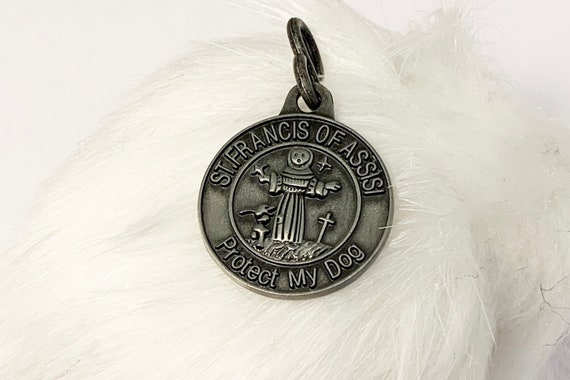 St. Francis of Assisi Protect My Dog Pet Medal and Prayer Card, All Creatures Great and Small, Blessing of the Pets, Pet Collar Tags
