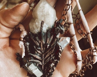 Natural Crystal Wand // Handmade Magic Garden Pendant // Healing Crystals