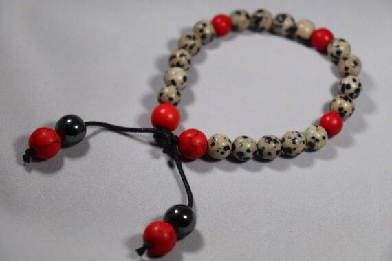 Black White Red Multi Beaded Bracelet
