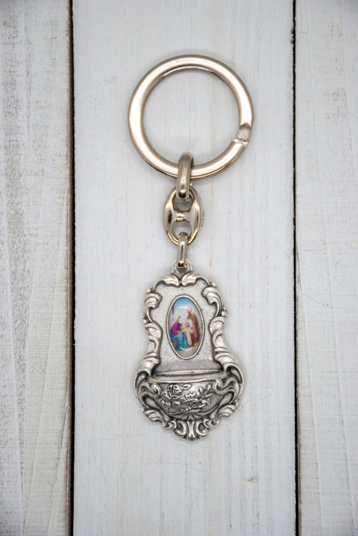 Ornate Saint Keychain With Fullcolor Saint Image Etsy