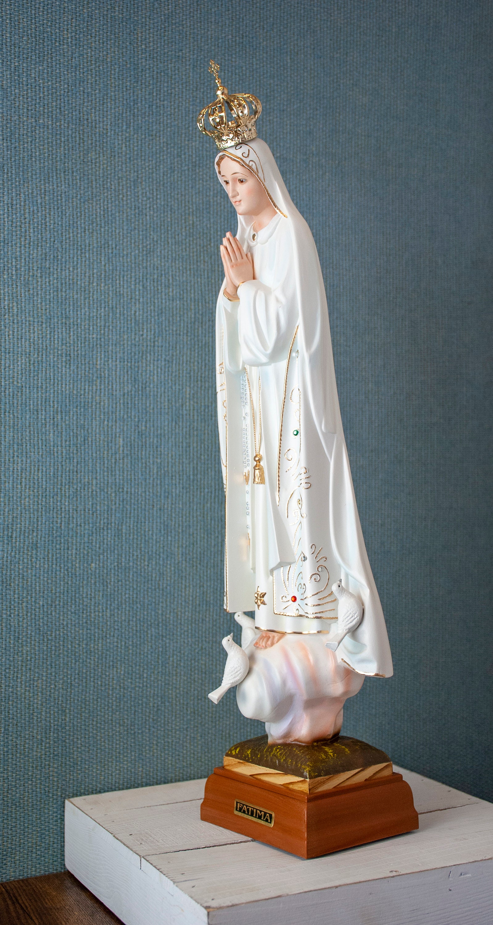 19 Our Lady of Fatima Statue with Glass Eyes Etsy