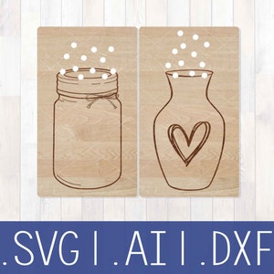 Flower Vase Craft, Flower Vase Laser Cut File, Vase Laser Cut File, Glowforge Cut File, Flower Vase, Mason Jar Cut File, Mason Jar Clipart