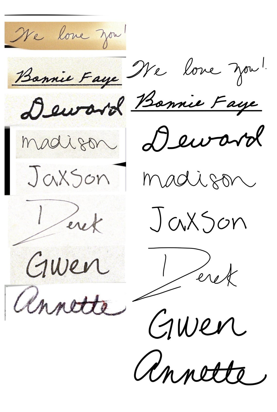 Handwriting Tracing Service, Handwriting, Handwritten Gift, Child’s ...