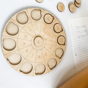 Tableau arithmétique circulaire, Fichier découpé au laser, Glowforge, Maths Montessori, Maths Waldorf, Jouets mathématiques en bois, Jouets STIM en bois, Matériel pédagogique