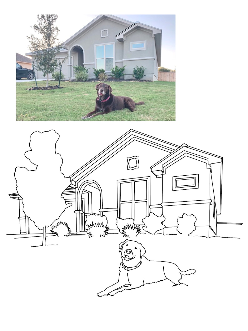 House Tracing Service Hand Drawn House House Drawing Our Etsy