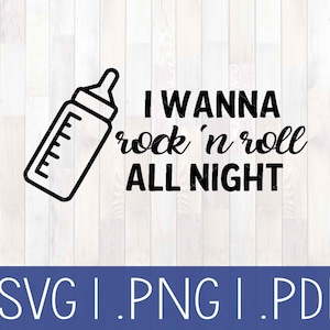 KISS, Rock And Roll Baby, Rock and Roll De hele nacht, pasgeboren shirt, sticker, warmteoverdracht, silhouet, Cricut, silhouet bestand, laser bestand