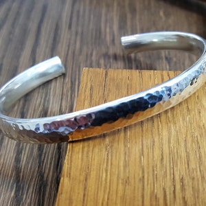 48g Hammered Silver Bangle / Men Silver Bracelet / Mens Silver Cuff / Silver Cuff Bracelet / Hammered Open Cuff
