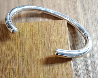 Heavy Sterling Silver Torque Bangle - Handmade Mens Bracelet (52g)