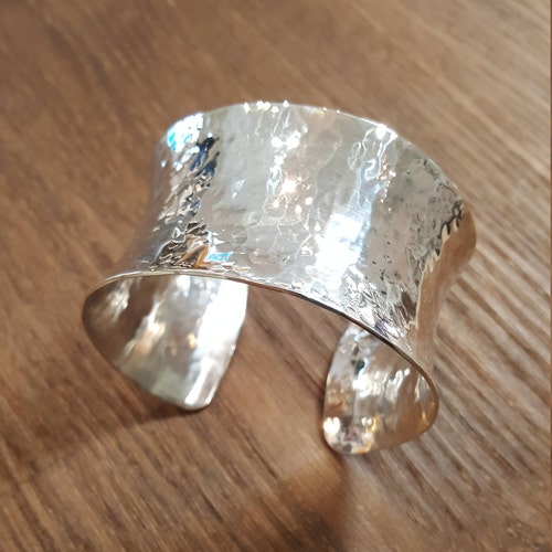 Wide Silver Bangle / Wide Silver Cuff / Silver Cuff Bracelet / Etsy UK