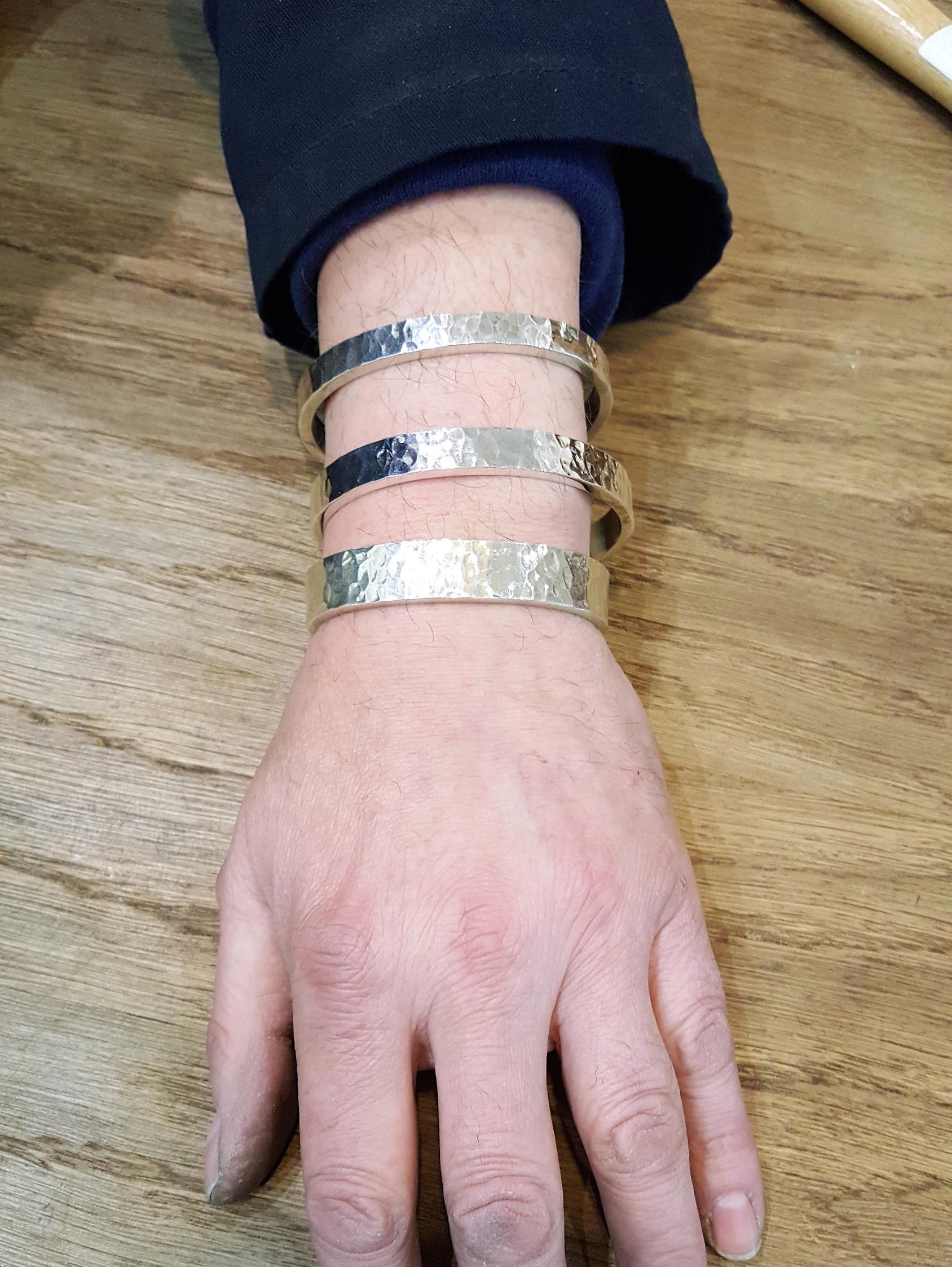 58g Hammered / Mens Silver Bangle / Solid Silver Bangle / Mens Etsy UK