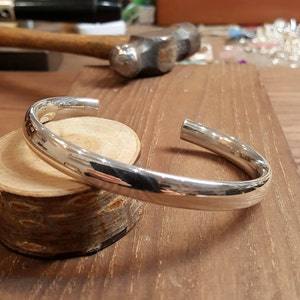 Handmade Sterling Silver Bangle: Heavy (48g) Open Cuff Bracelet
