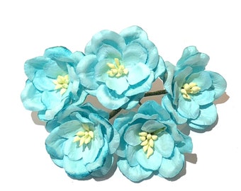 Aqua Mulberry Paper Magnolias MAG015