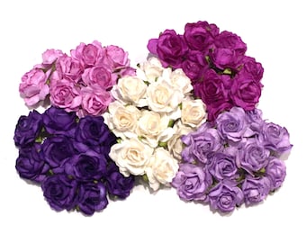 Bulk Buy Shades Of Purple Classic Mulberry Paper Roses Cr054