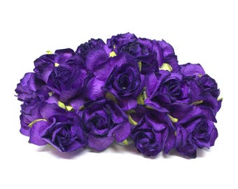 Vibrant Purple Classic Mulberry Paper Roses Cr010